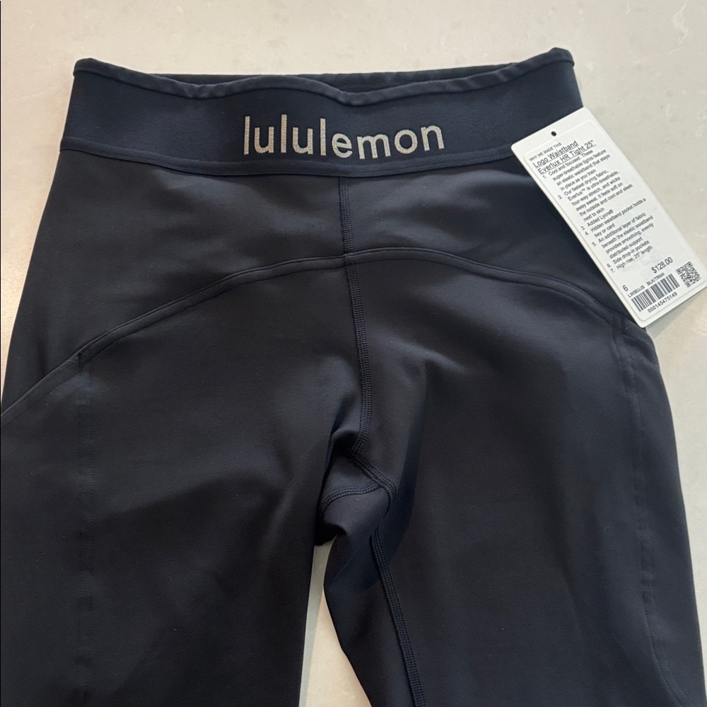 Lululemon Logo Waistband Everlux High-Rise Tight 25" Sz 6 black leggings - Picture 5 of 11